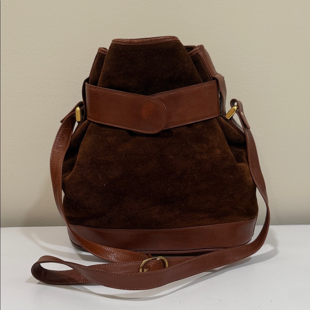 *Russell & Bromley Elegant Brown Suede & Leather Crossbody Handbag Purse